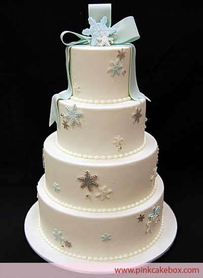 Pastel con Copos de Nieve para 16 Abriles