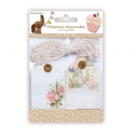 Eiquetas con cordón floral